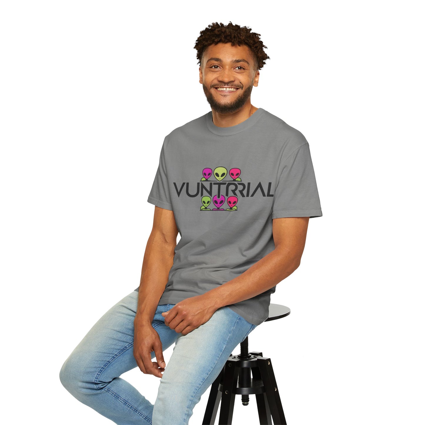Unisex Garment-Dyed T-Shirt with Fun Alien Design - Perfect for Out-of-This-World Vibes