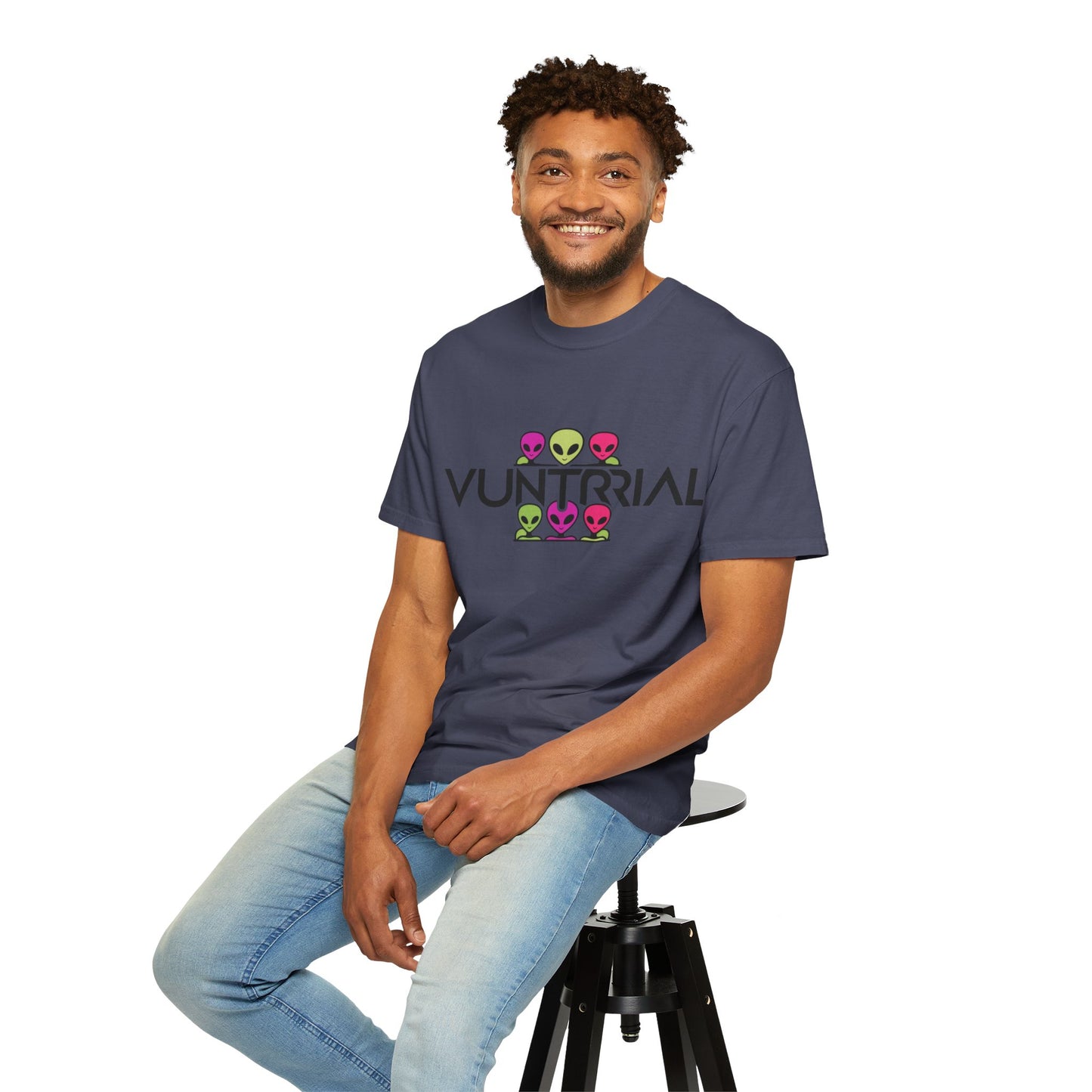 Unisex Garment-Dyed T-Shirt with Fun Alien Design - Perfect for Out-of-This-World Vibes