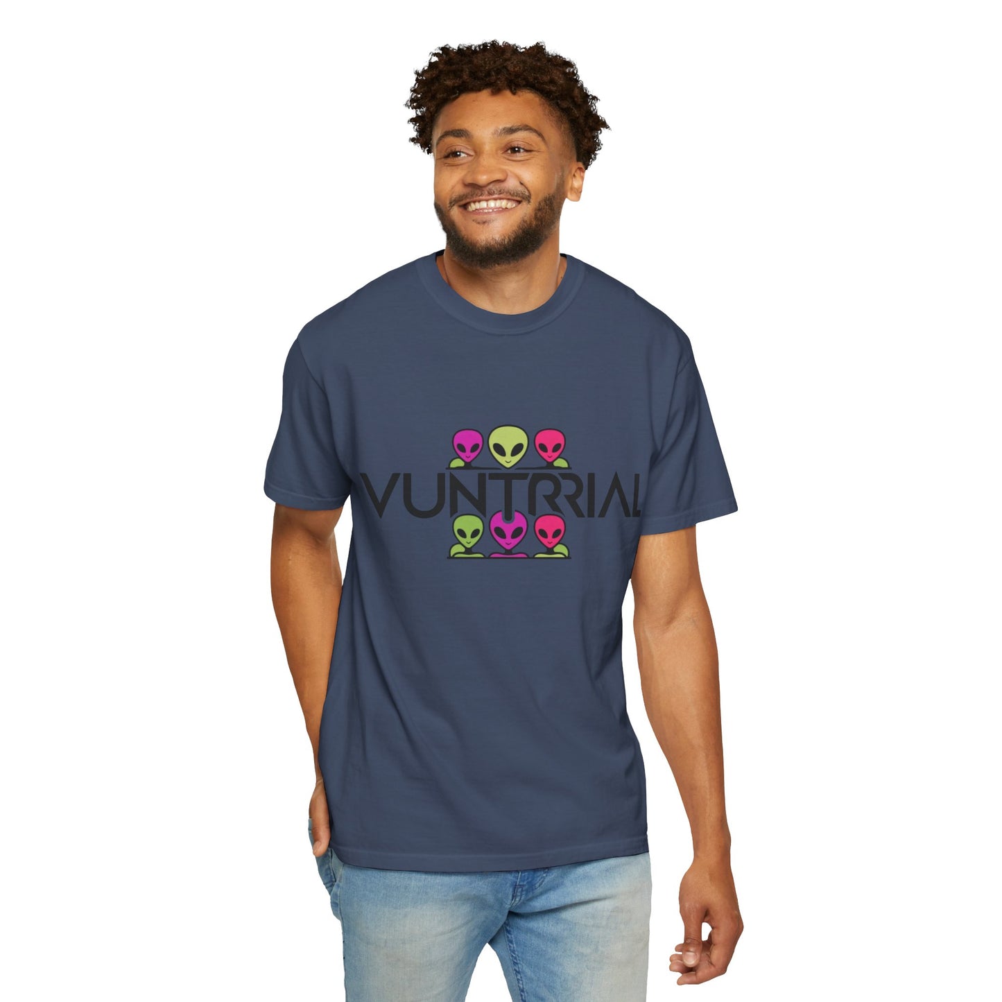 Unisex Garment-Dyed T-Shirt with Fun Alien Design - Perfect for Out-of-This-World Vibes