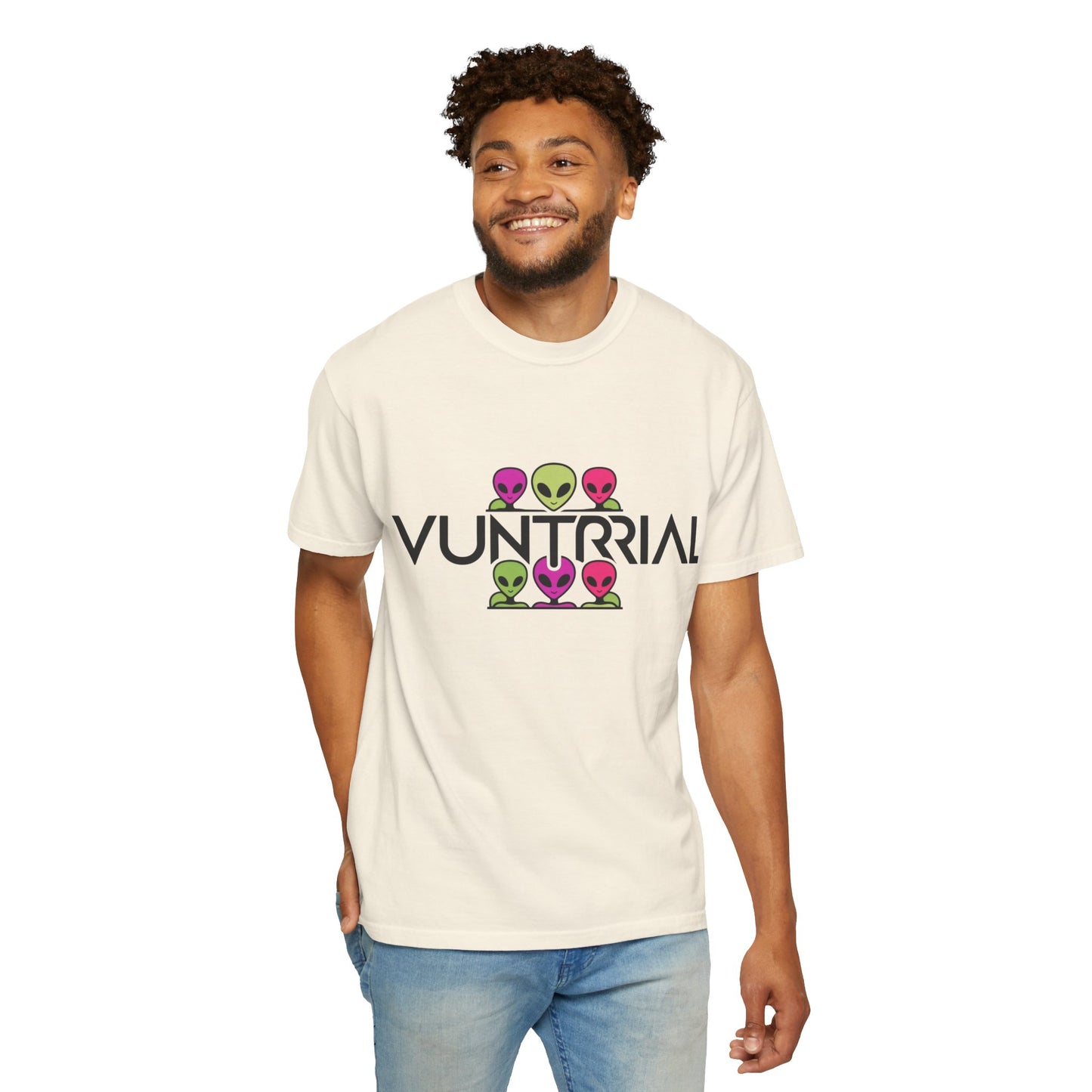 Unisex Garment-Dyed T-Shirt with Fun Alien Design - Perfect for Out-of-This-World Vibes