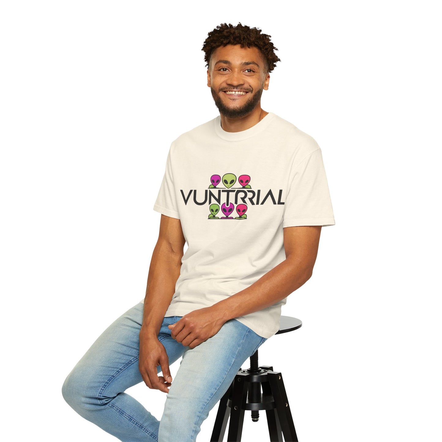 Unisex Garment-Dyed T-Shirt with Fun Alien Design - Perfect for Out-of-This-World Vibes