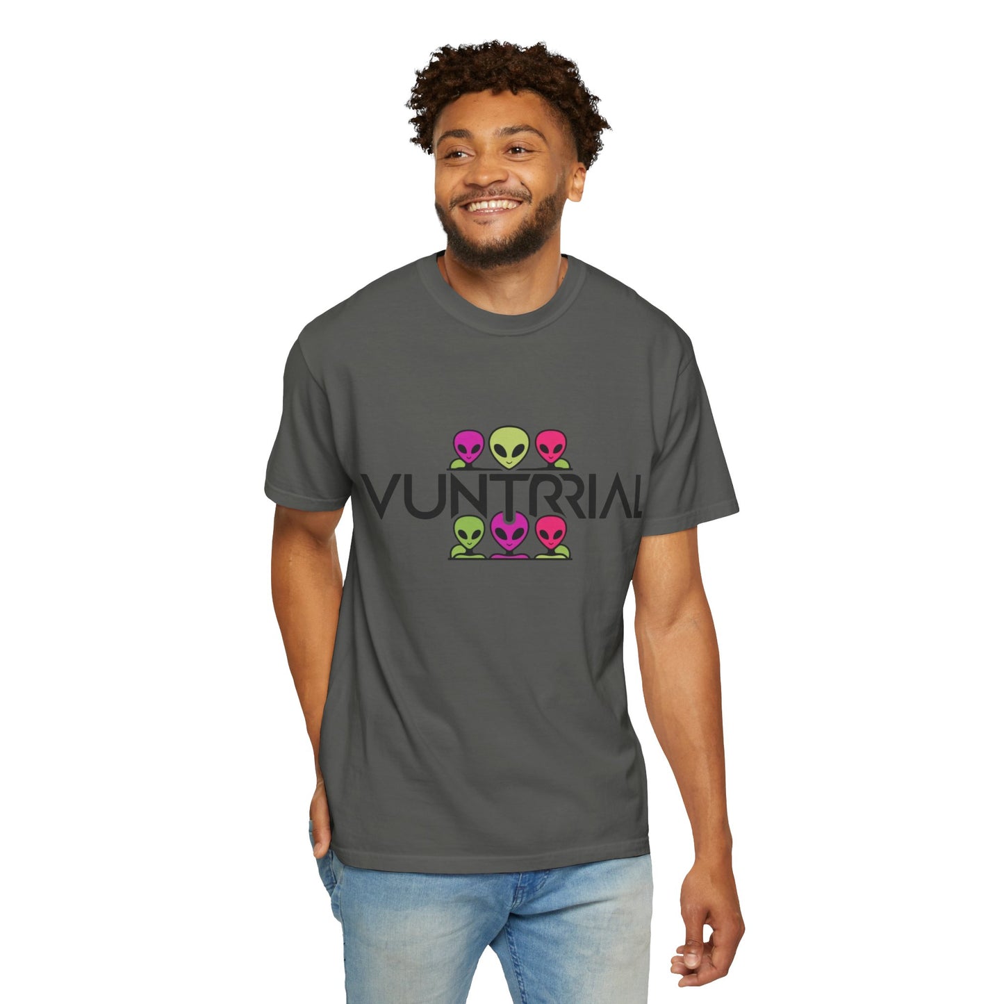 Unisex Garment-Dyed T-Shirt with Fun Alien Design - Perfect for Out-of-This-World Vibes