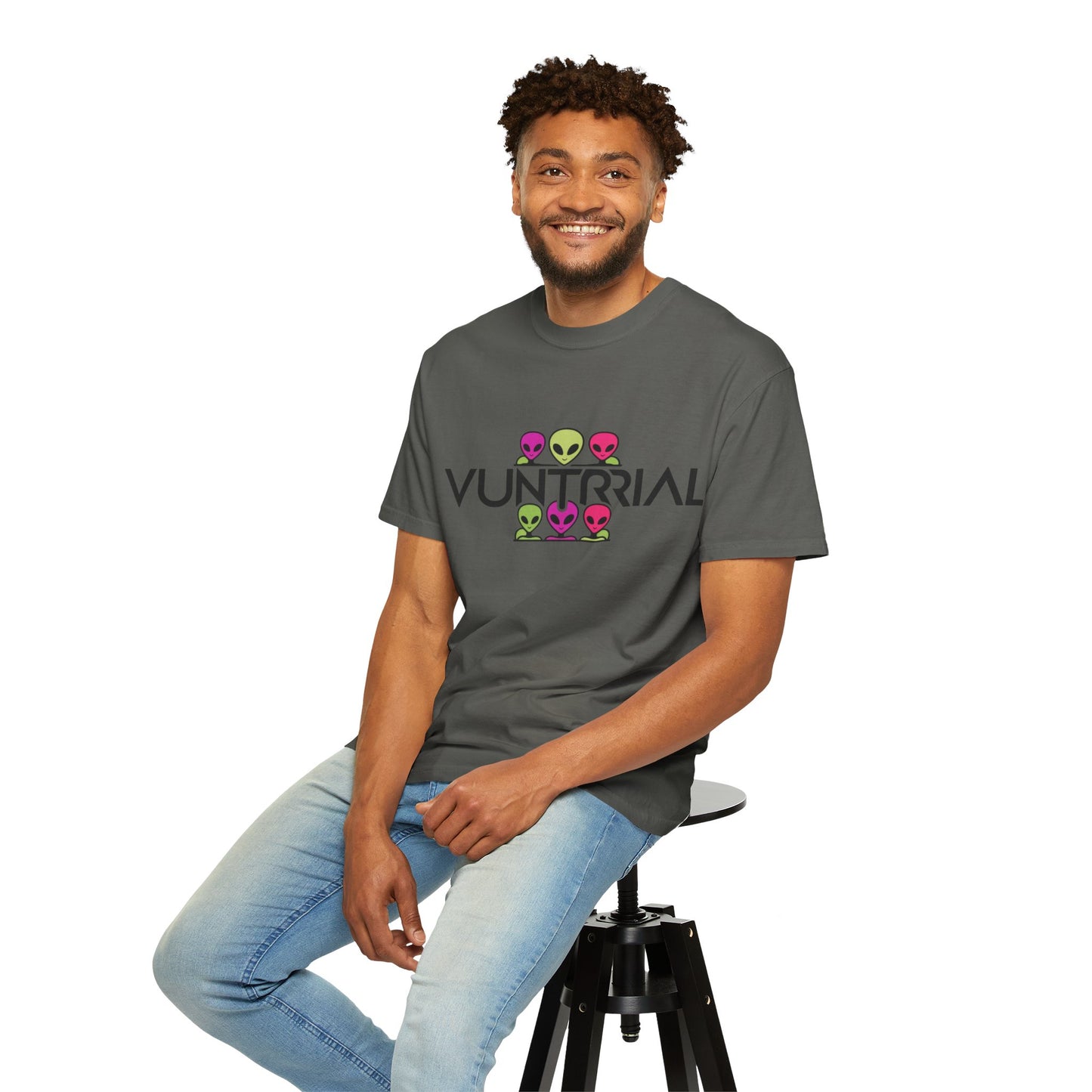 Unisex Garment-Dyed T-Shirt with Fun Alien Design - Perfect for Out-of-This-World Vibes