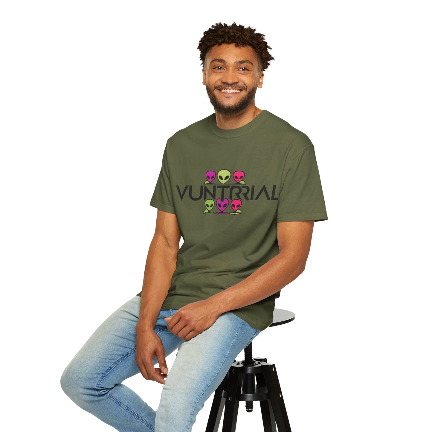 Unisex Garment-Dyed T-Shirt with Fun Alien Design - Perfect for Out-of-This-World Vibes