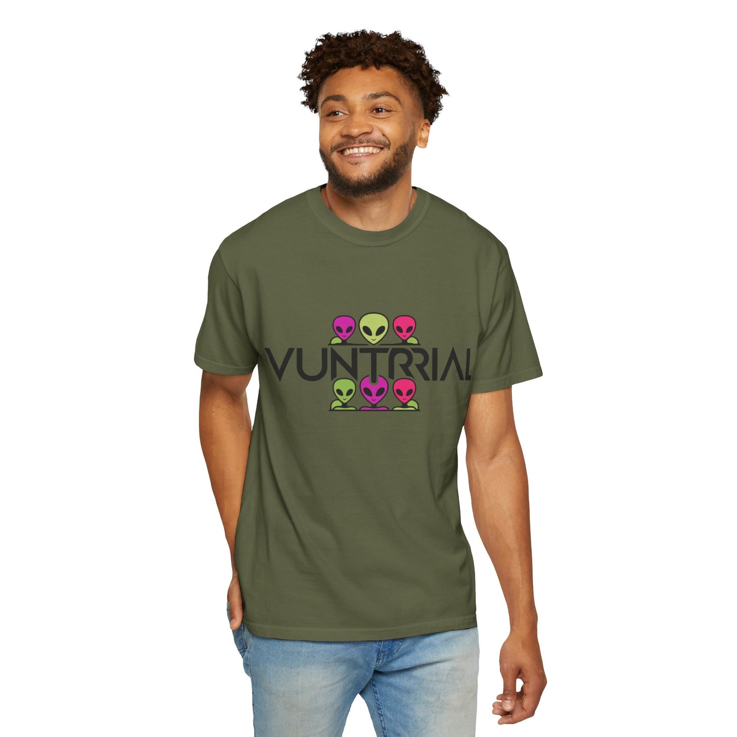 Unisex Garment-Dyed T-Shirt with Fun Alien Design - Perfect for Out-of-This-World Vibes